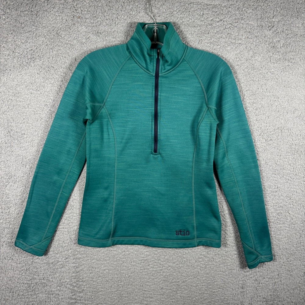 Stio Womens Teal Heathered Quarter Zip Fleece Pullover Style 1229 Size Small